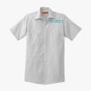 Short Sleeve Striped Industrial Work Shirt Thumbnail